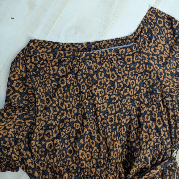 Lane Bryant Brown Black Leopard 3/4 Sleeve One-Shoulder Hacci Jumpsuit 34/36 - Picture 5 of 12